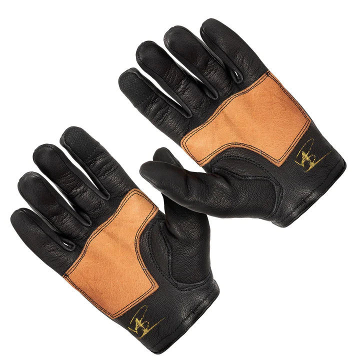 Maroon Bell Outdoor DIPPED DEER LEATHER GLOVE: EASY RIDER MOTORCYCLE: BLACK/BROWN