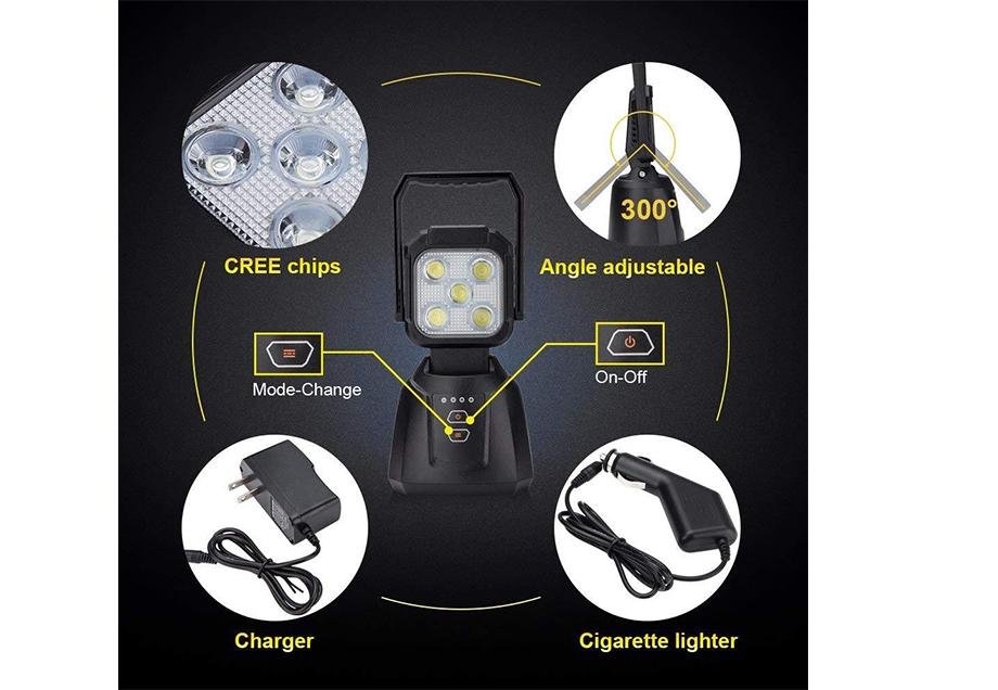 15W Magnetic Base Rechargeable LED Work/Camp Light - Spirit of 1876Dealers of Cali Raised LED