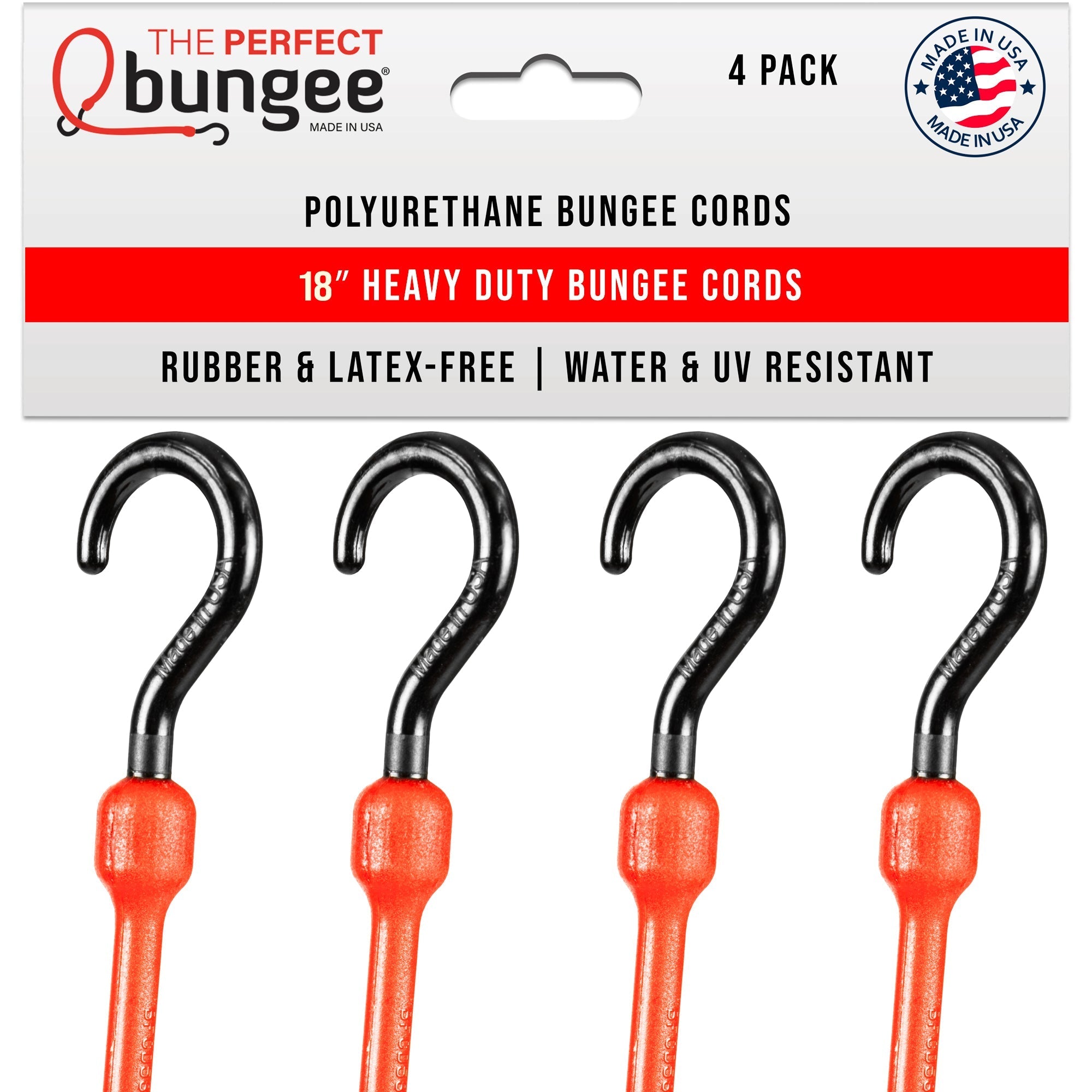 18" Heavy Duty Poly Bungee Cord 4 Pack