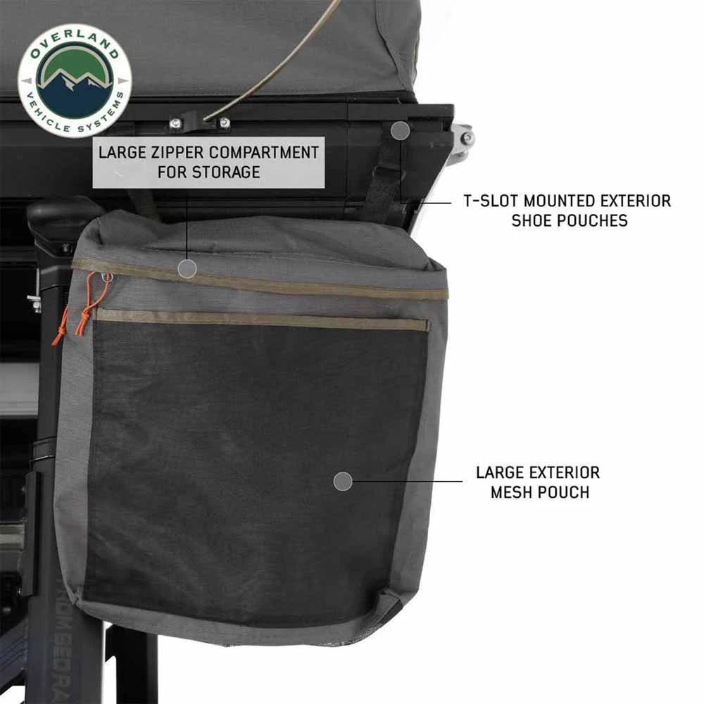 OVS HD Sidewinder 2 Person Side Load Aluminum Hard Shell Roof Top Tent, Grey Body & Green Trim