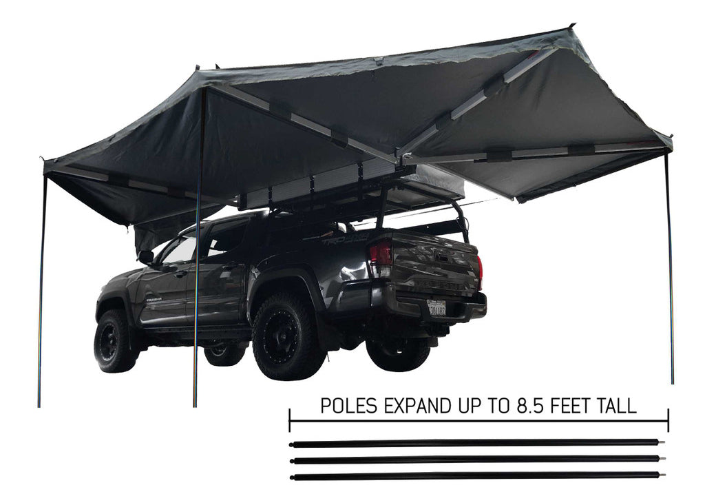 HD Nomadic 270 - Awning, Passenger Side, Grey Body, Green Trim & Black Travel Cover