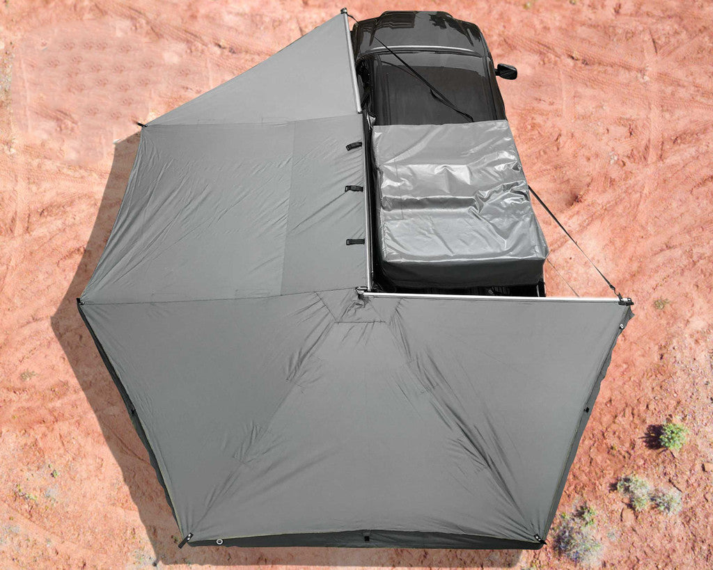 HD Nomadic 270 - Awning, Passenger Side, Grey Body, Green Trim & Black Travel Cover