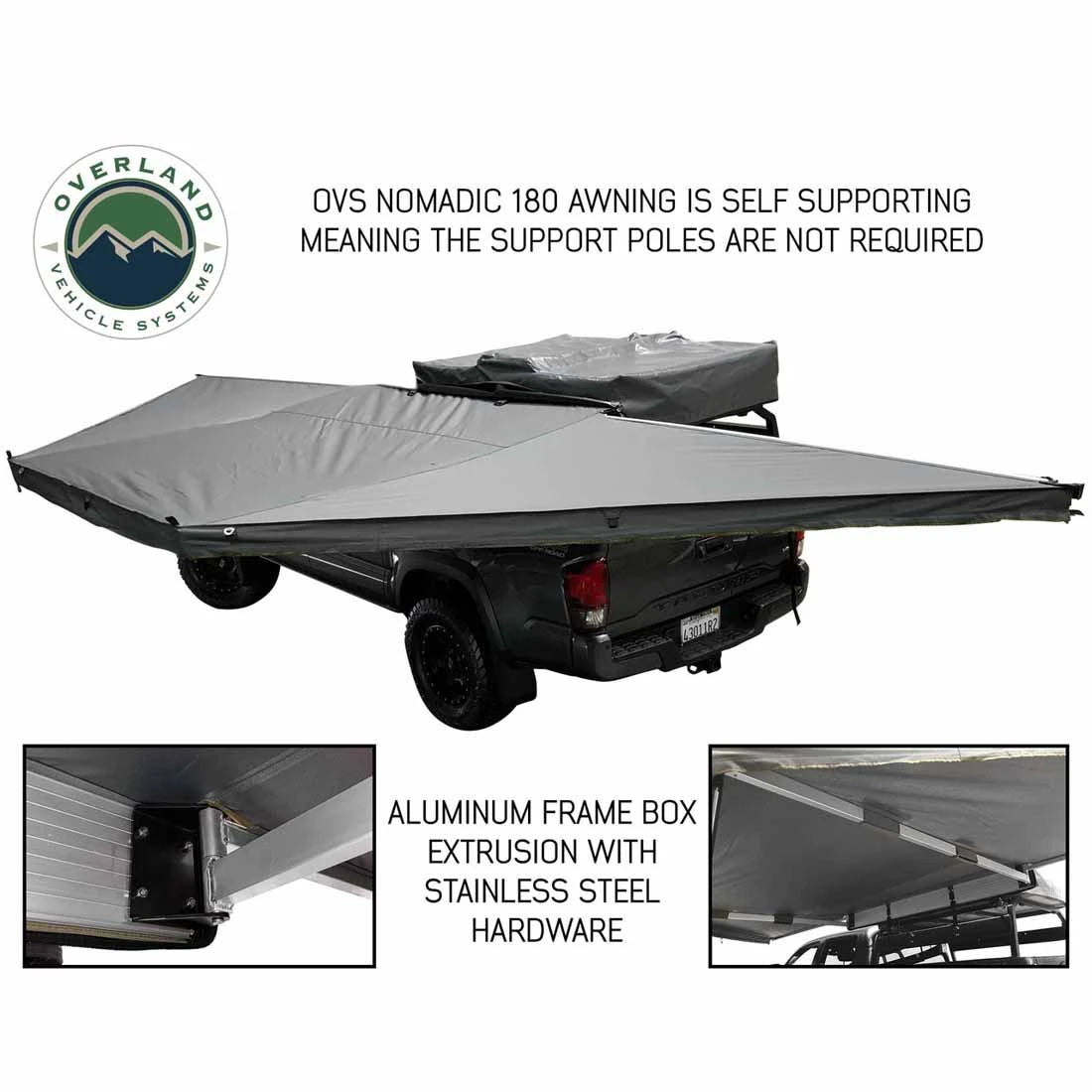 OVS HD Nomadic 180 Degree Awning with Bracket Kit - Dark Grey with Black Travel Cover