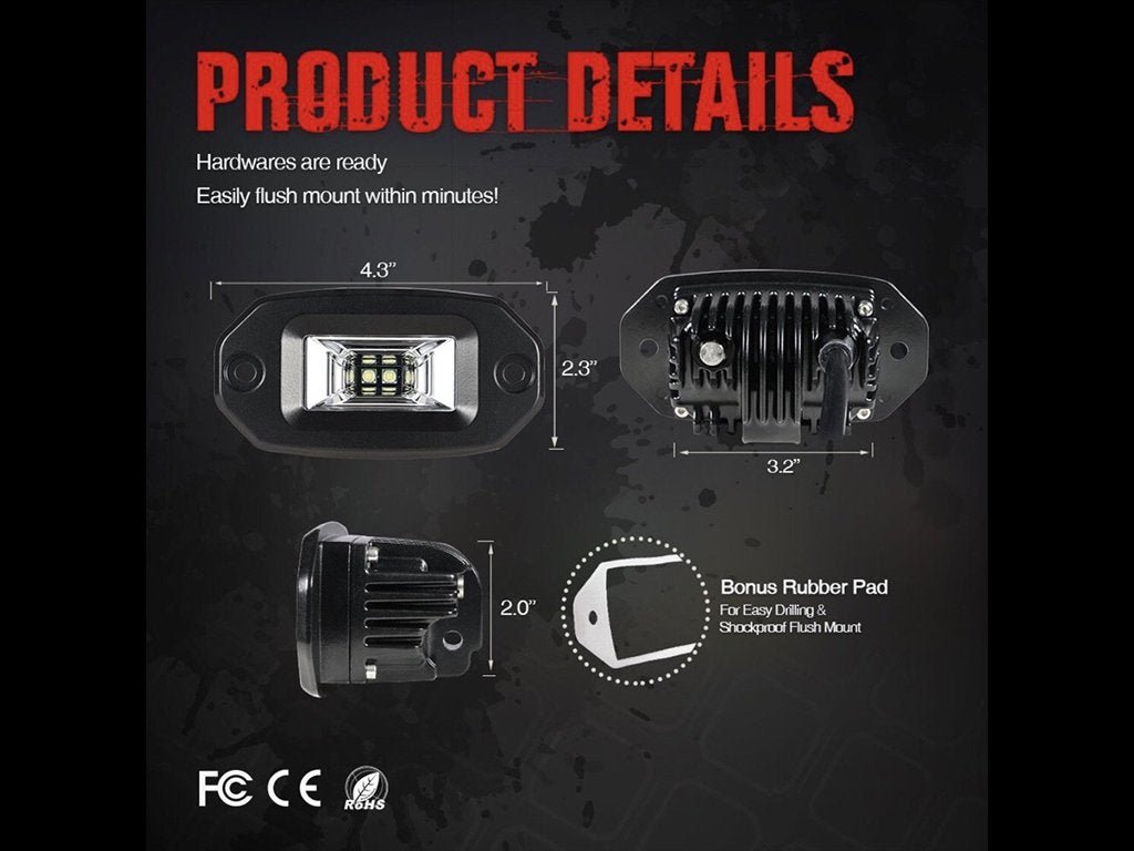 20W Flood Flush Mount LED Pod - Spirit of 1876Dealers of Cali Raised LED