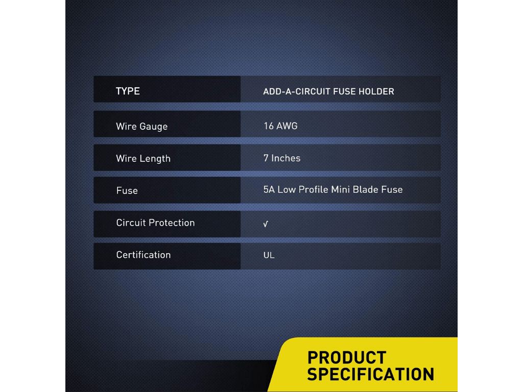 12V Add A Fuse Kit W/5Amp Lo Profile Mini Blade Fuse - Spirit of 1876Dealers of Cali Raised LED