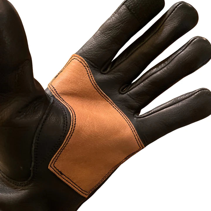Maroon Bell Outdoor DIPPED DEER LEATHER GLOVE: EASY RIDER MOTORCYCLE: BLACK/BROWN