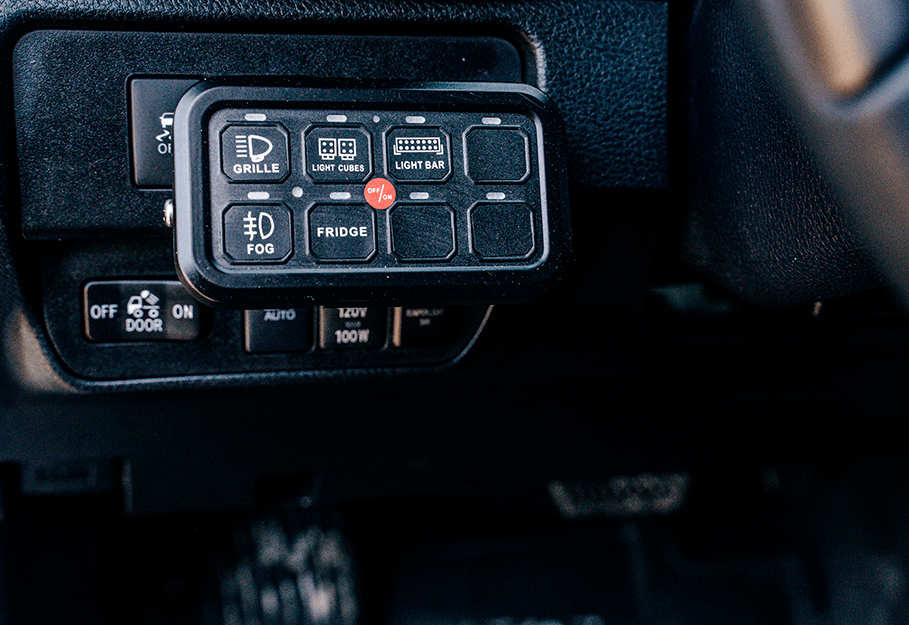 Vehicle Accessory 8 Switch Control System (Blue Backlighting) - Spirit of 1876Dealers of Cali Raised LED