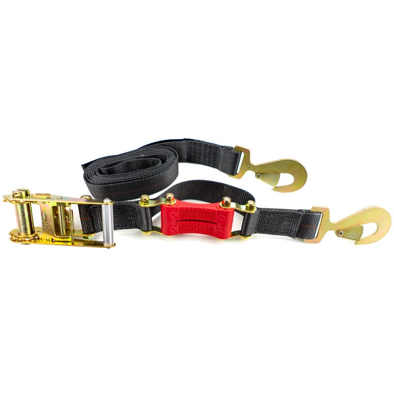 9ft x 2in SHOCKSTRAP® Ratchet Strap w Snap Hooks, Premium Made In USA Polyester Webbing, 10,000lb Breaking Strength, 3,333lb Working Load Limit, Commercial Grade