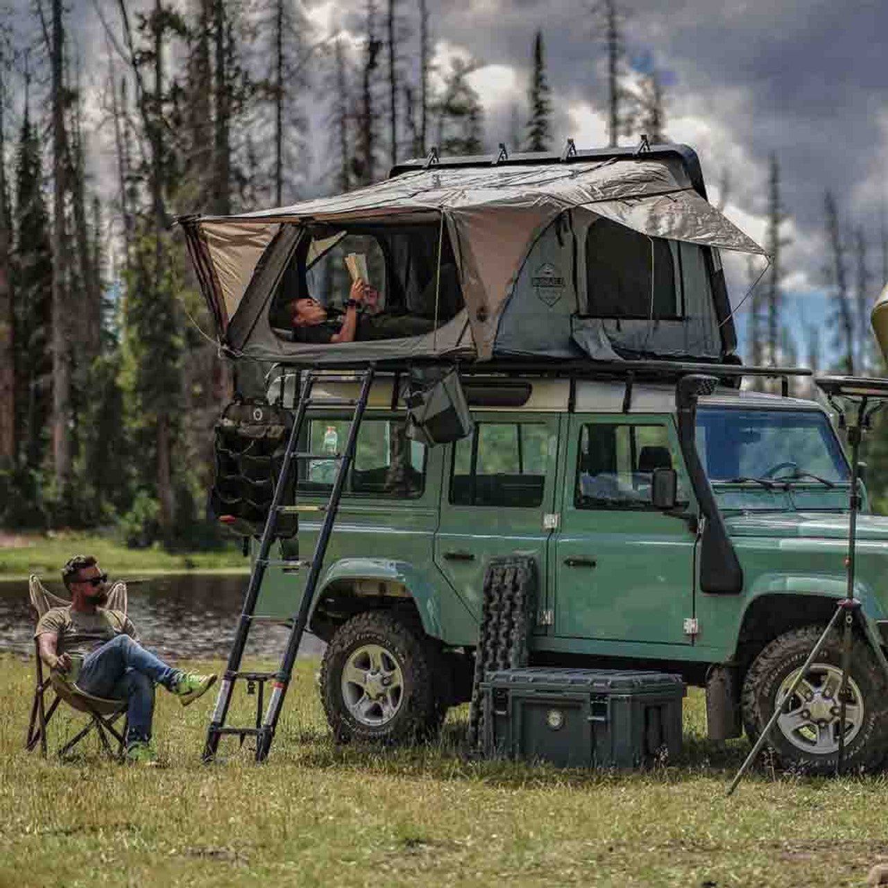 OVS HD Bushveld II Cantilever Hard Shell Roof Top Tent Grey Body & Tan Rainfly - Spirit of 1876OVS