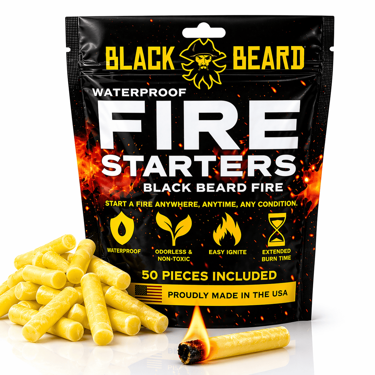Fire Plugs - Fire Starter Tinder - Spirit of 1876 - Black Beard Fire Starters