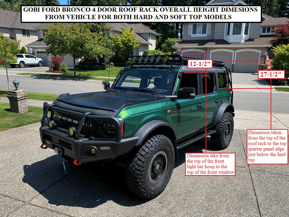 Gobi Ford Bronco 4dr Soft Top Stealth Roof Rack - Spirit of 1876Gobi