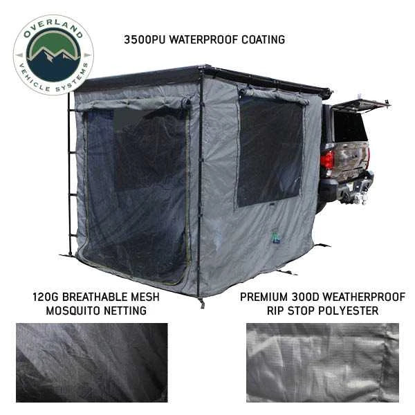 OVS HD Nomadic 90 Degree Awning Room Enclosure, Grey Body, Green Trim (4 Walls & Floor)