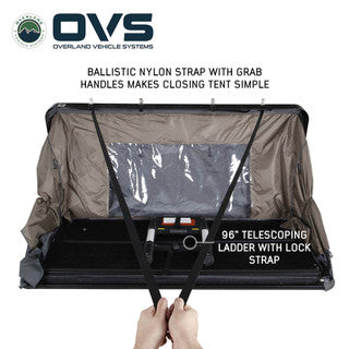 OVS HD Bushveld 4 Person Cantilever Hard Shell Roof Top Tent Grey Body & Tan Rainfly