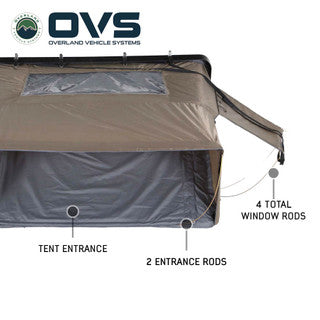 OVS HD Bushveld 4 Person Cantilever Hard Shell Roof Top Tent Grey Body & Tan Rainfly