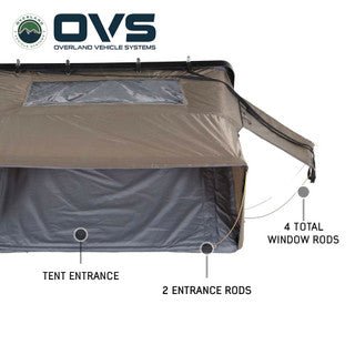 OVS HD Bushveld 4 Person Cantilever Hard Shell Roof Top Tent Grey Body & Tan Rainfly - Spirit of 1876 - OVS