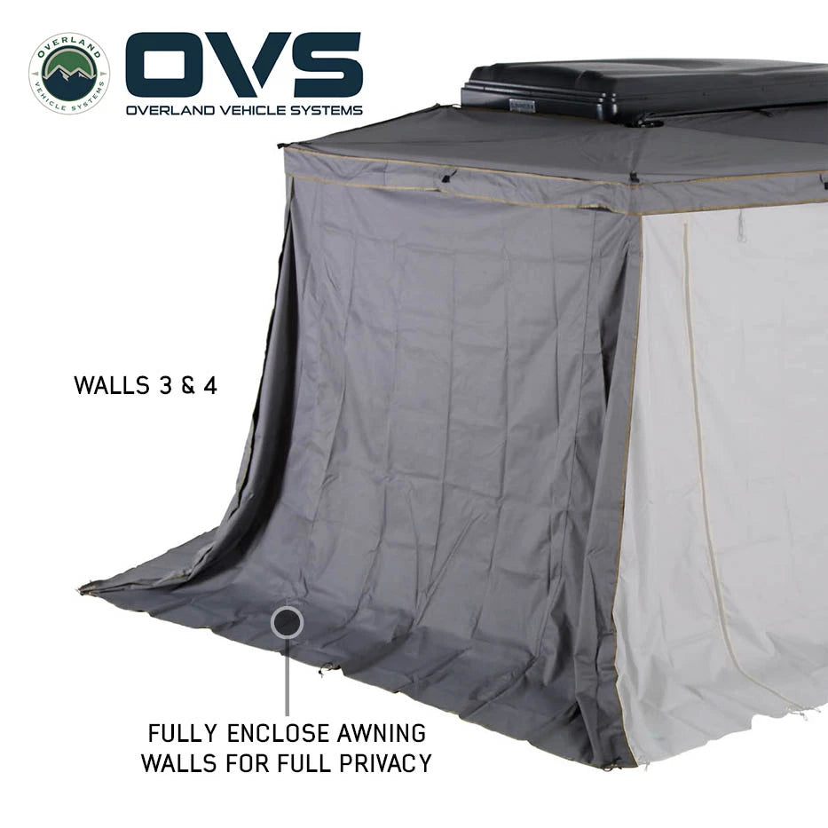 OVS HD Nomadic 270 LTE Awning Walls - Dark Grey with Green Trim