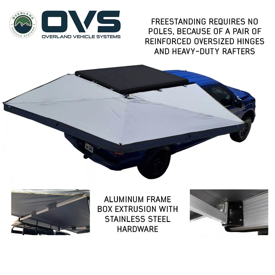 OVS HD Nomadic 270 LT Awning - Passenger Side - Dark Gray With Black Travel Cover with Bracket Kit