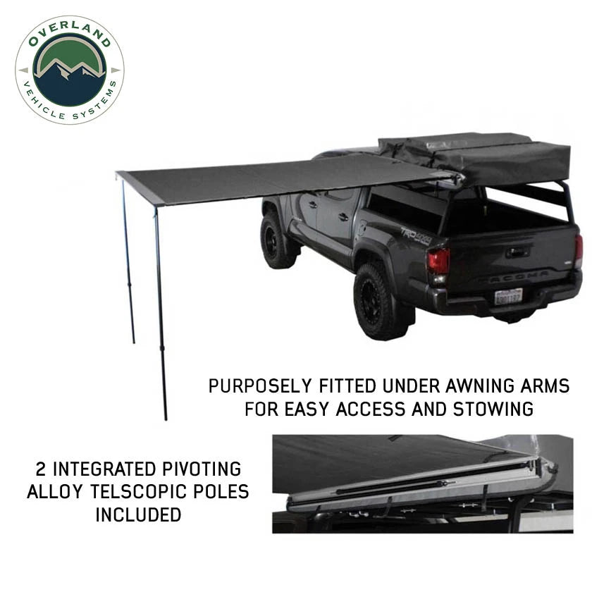 OVS HD Nomadic 90 Degree Awning 6.5 ft x 8.0 ft - Grey Body, Green Trim & Black Travel Cover