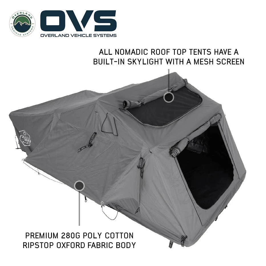 OVS HD Nomadic Extended Soft Shell Roof Top Tent, Grey Body & Green Rainfly