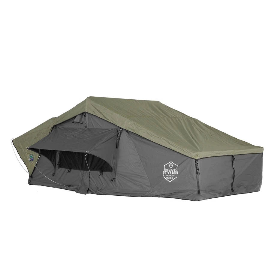 OVS HD Nomadic Extended Soft Shell Roof Top Tent, Grey Body & Green Rainfly