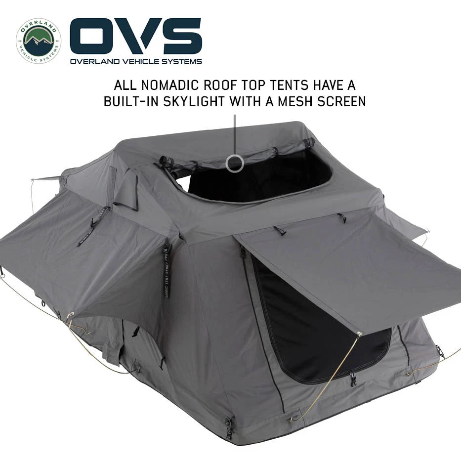 OVS HD Nomadic Standard 2 Person Soft Shell Roof Top Tent - Grey Body & Green Rainfly