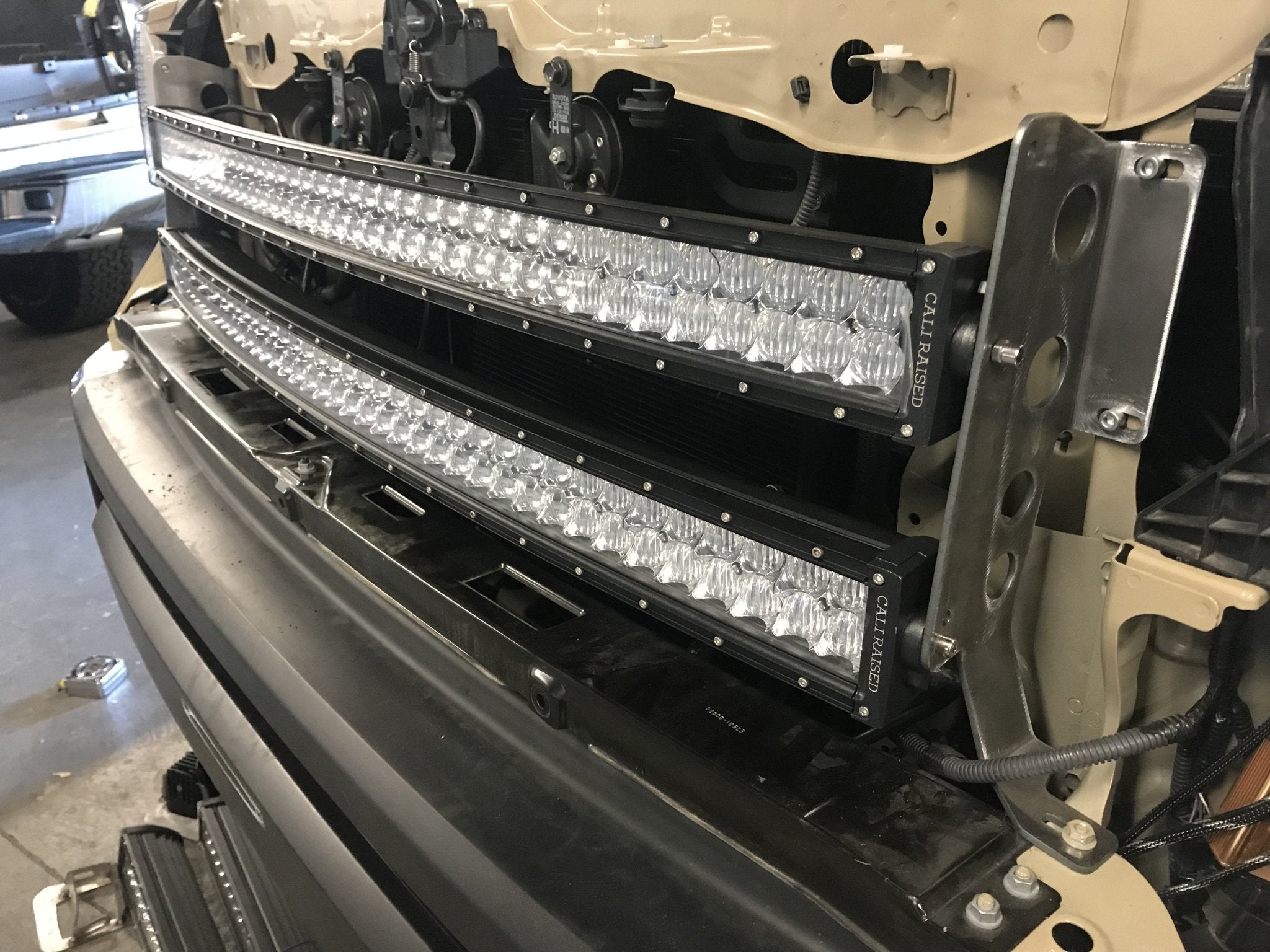 42" Hidden Grille Curved LED Light Bar Mounting Brackets For 2014 - 2021 Toyota Tundra - Spirit of 1876 Cali Raised LED