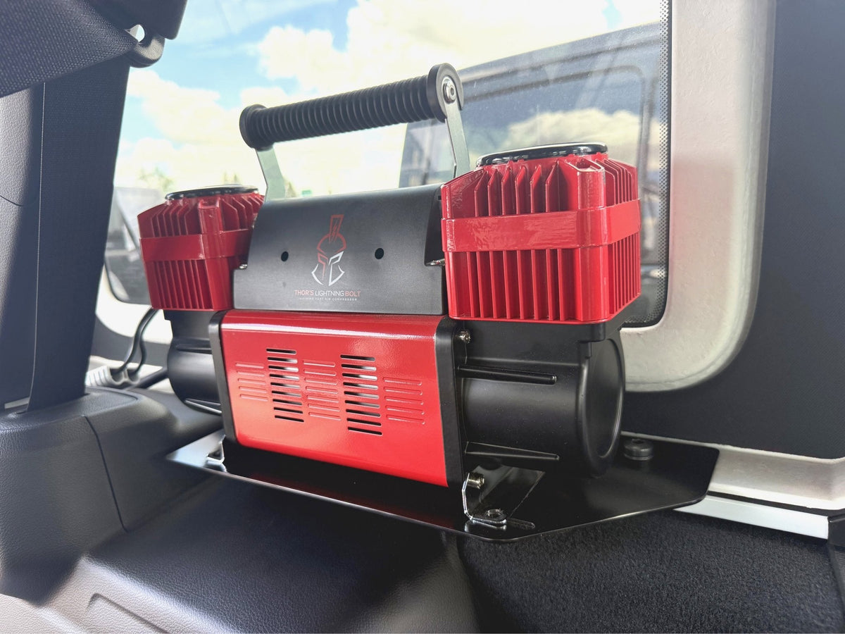 Thor's Lightning Refuge MOLLE Portable Air Compressor Storage Mount for Jeep Wrangler JLU 4-Door Hard Top 2018-2026