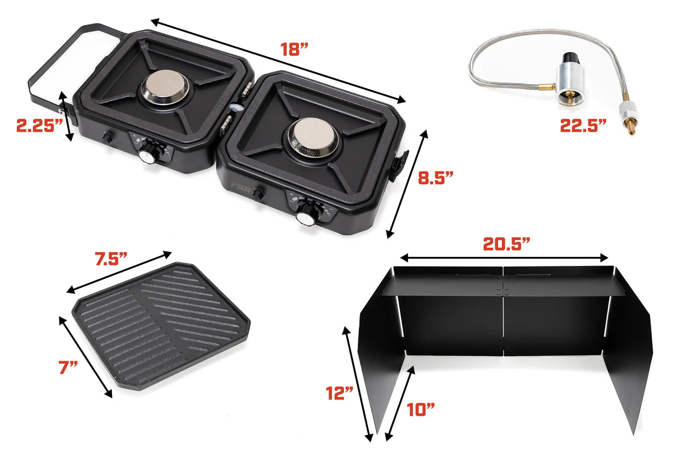 FSR Portable 2 Burner Camp Stove & Wind Screen