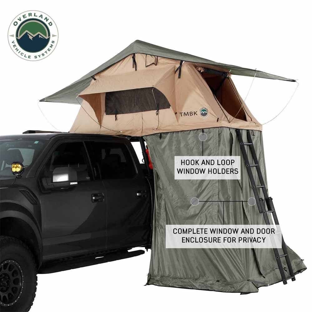 OVS LD TMBK Roof Top Tent Annex Green Base With Black Floor & Travel Cover