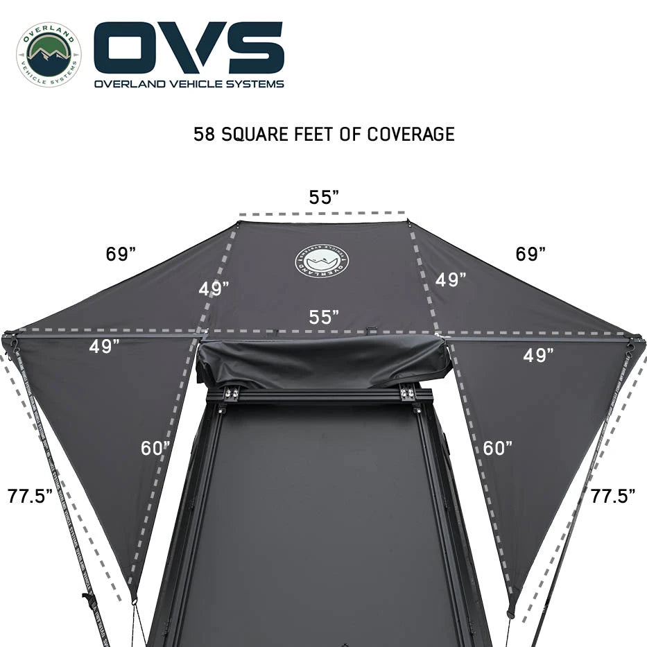 OVS XD Nomadic 315 Degree Awning - Black Fabric and Travel Cover