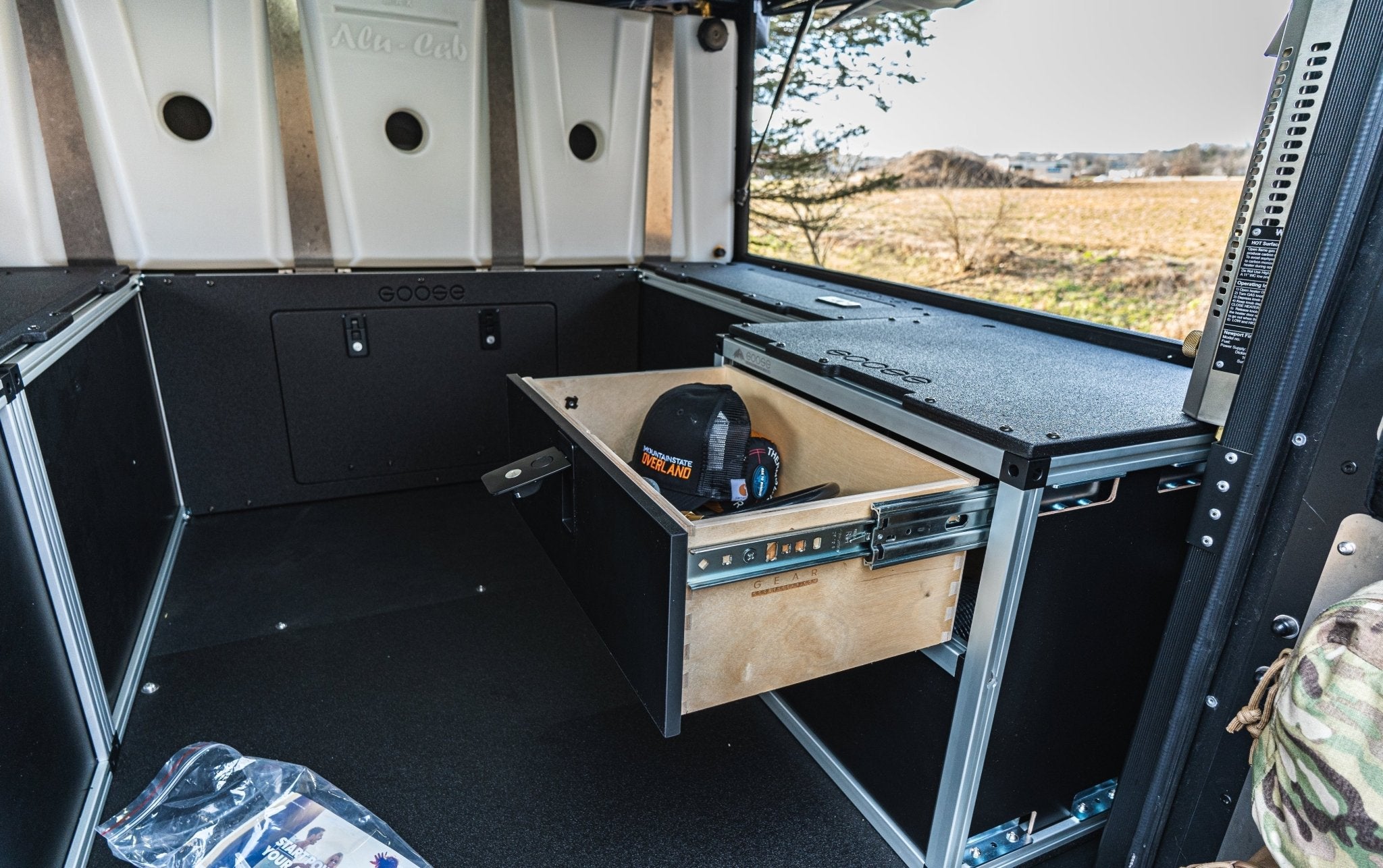 Alu - Cab Canopy Camper V2 - Jeep Gladiator 2019 - Present JT - Rear Double Drawer Module - 5' Bed - Spirit of 1876 - Goose Gear