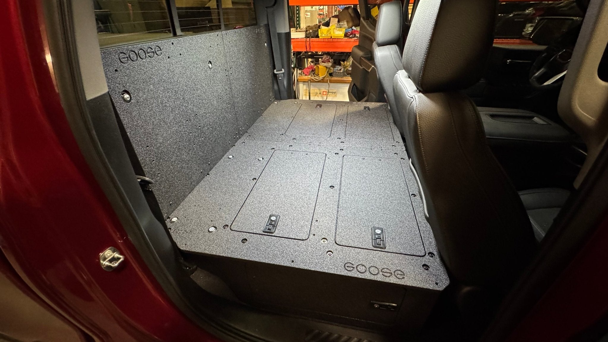 CHEVY - SILVERADO - 4TH GEN - GMC - SIERRA - 2019 - PRESENT - 5TH GEN - EXPLORE SERIES - CREW CAB - SEAT DELETE PLATE SYSTEM - SECOND ROW - 100% - Spirit of 1876 - Goose Gear