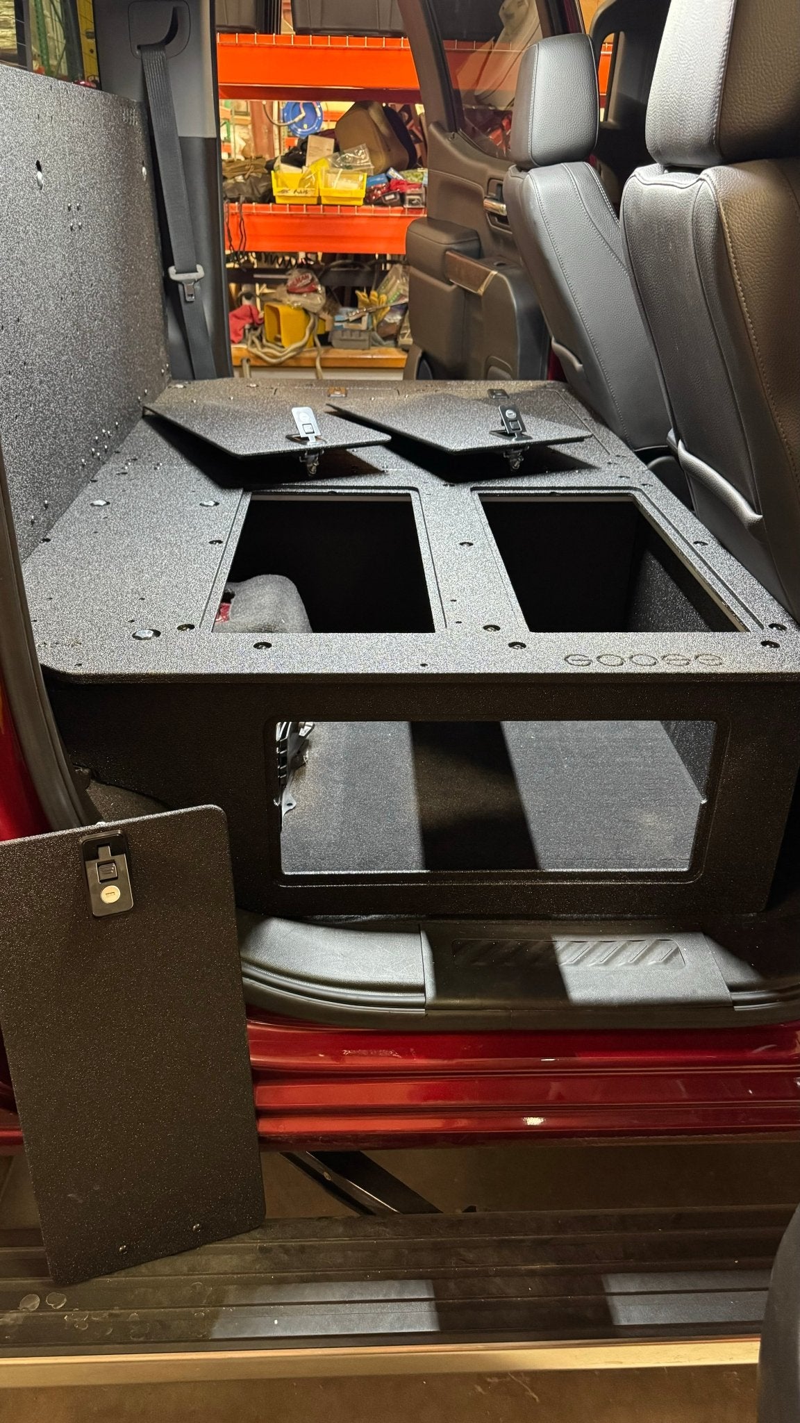 CHEVY - SILVERADO - 4TH GEN - GMC - SIERRA - 2019 - PRESENT - 5TH GEN - EXPLORE SERIES - CREW CAB - SEAT DELETE PLATE SYSTEM - SECOND ROW - 100% - Spirit of 1876 - Goose Gear