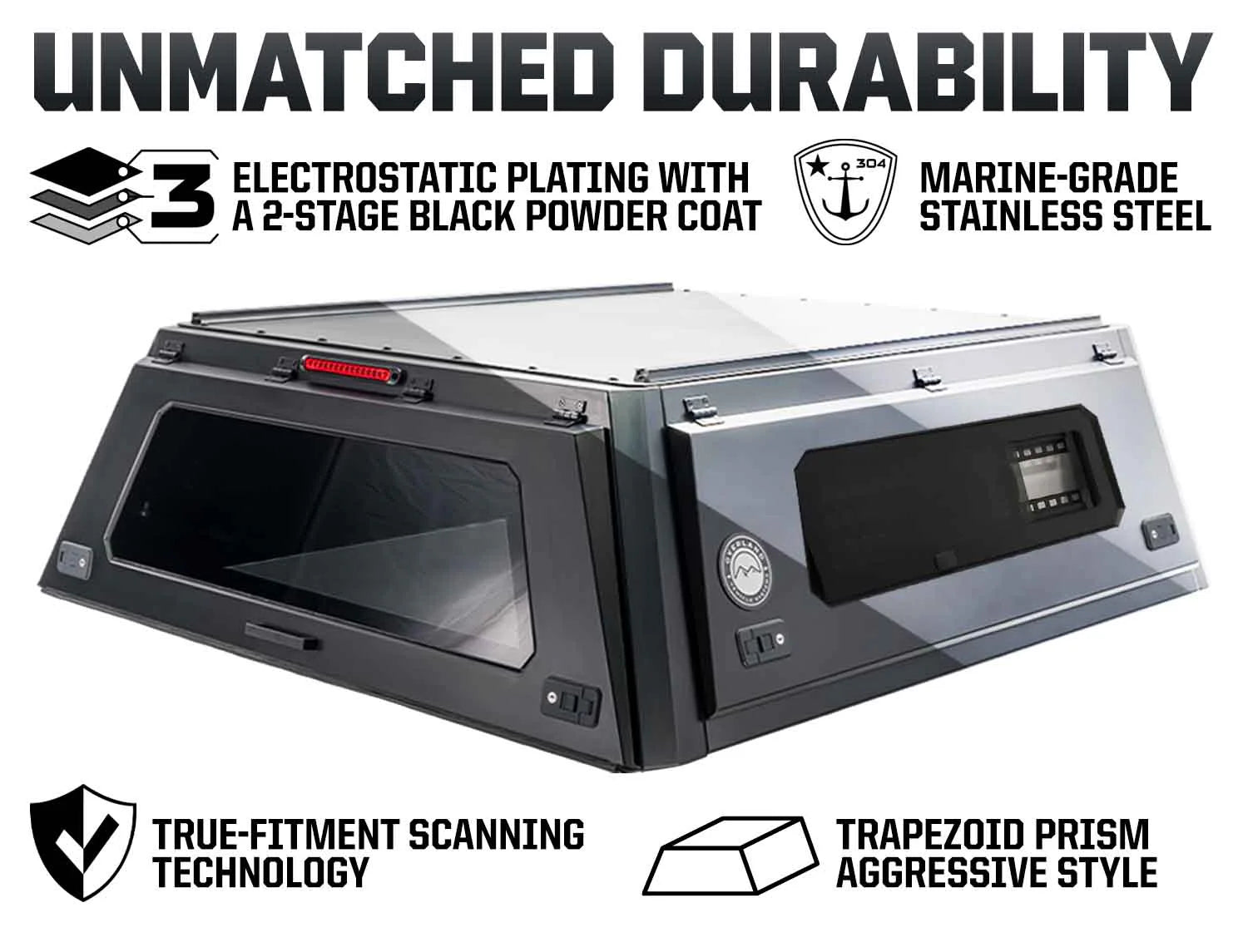 Expedition - Pro+ Truck Cap W/ Full Window Wing Doors, and 3rd Brake Light