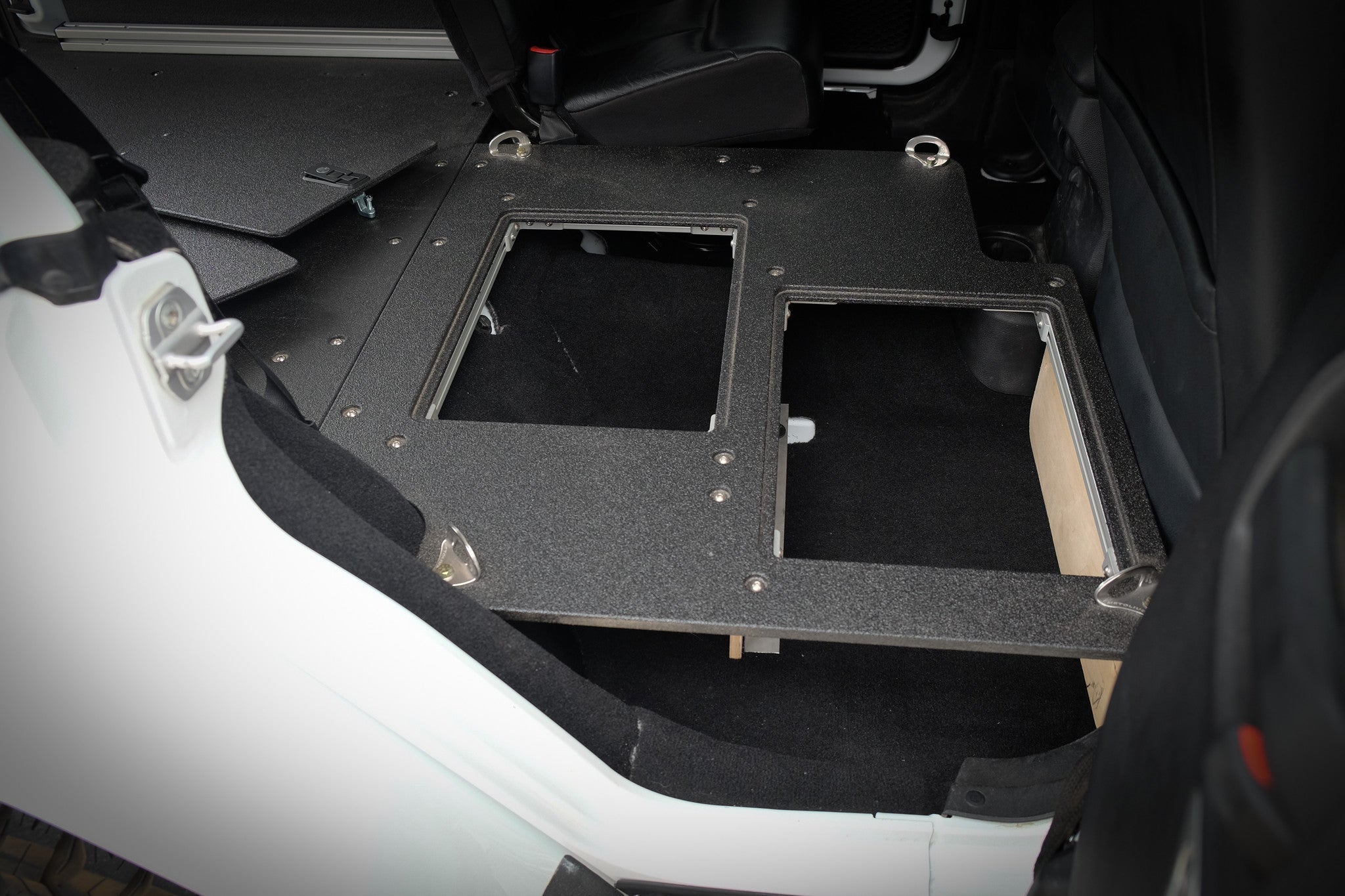 Legacy Product - Jeep Wrangler 2007 - 2018 JKU 4 Door - Second Row Seat Delete Plate System - Spirit of 1876 - Goose Gear