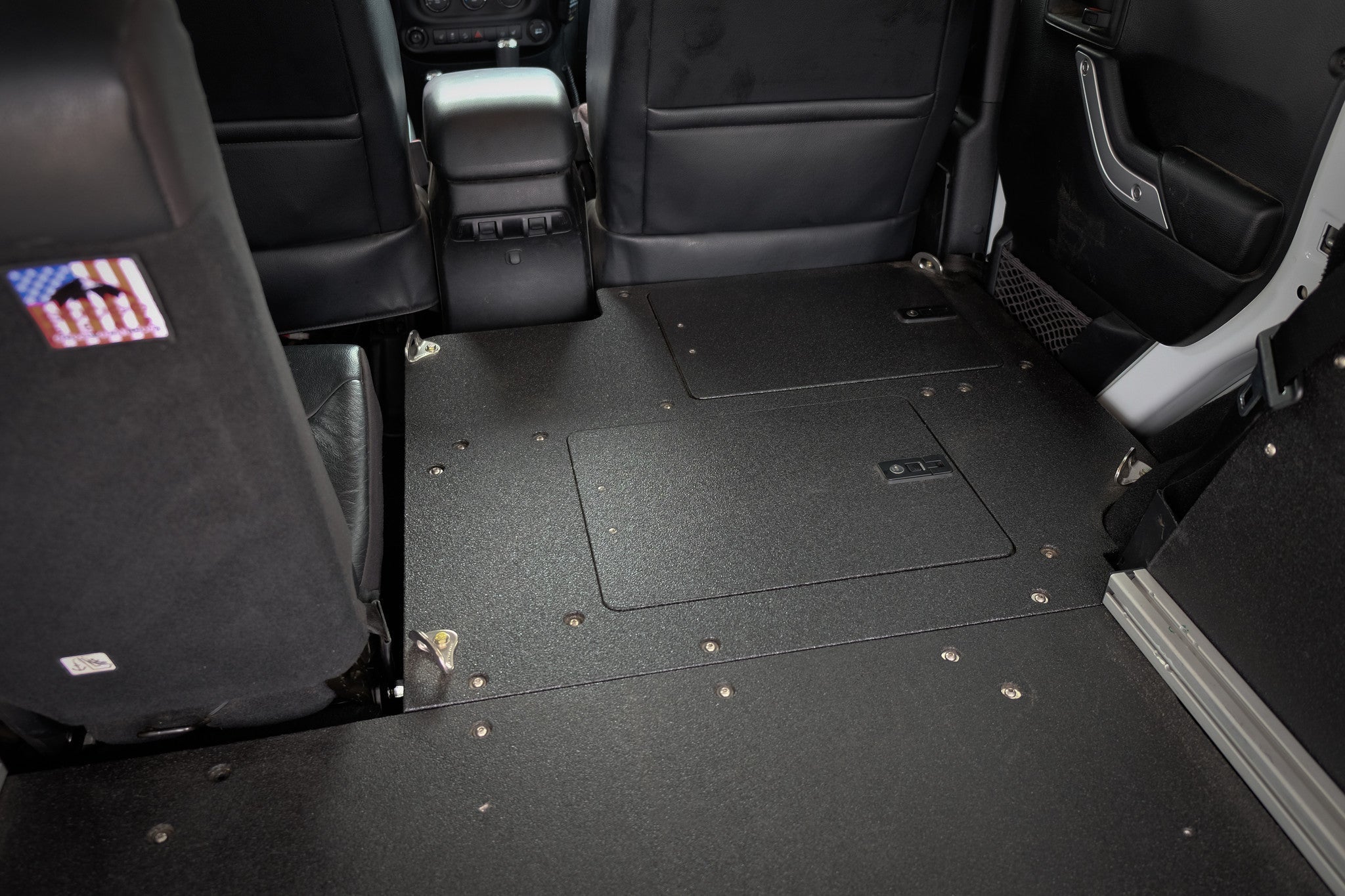 Legacy Product - Jeep Wrangler 2007 - 2018 JKU 4 Door - Second Row Seat Delete Plate System - Spirit of 1876 - Goose Gear