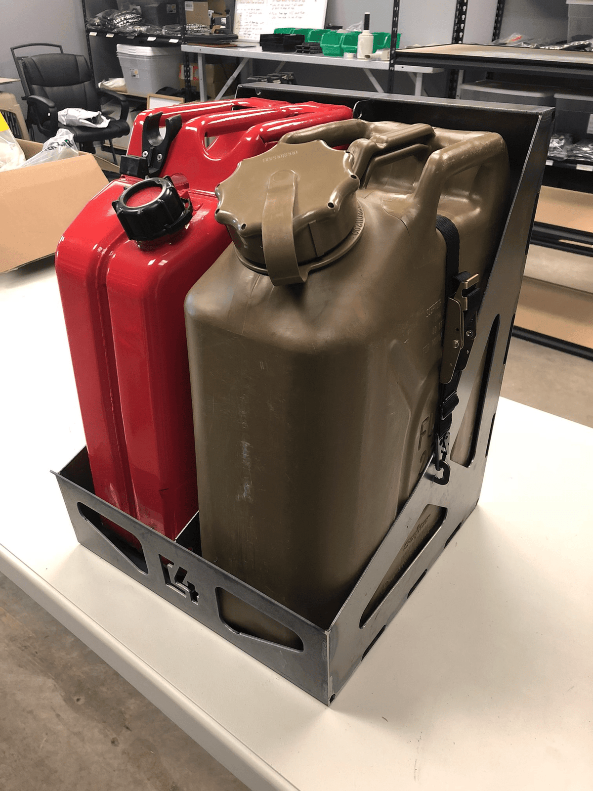 Dual Jerry Can Holder With Locking Mount - Bare Steel For Trailer Or Race Rig-879872