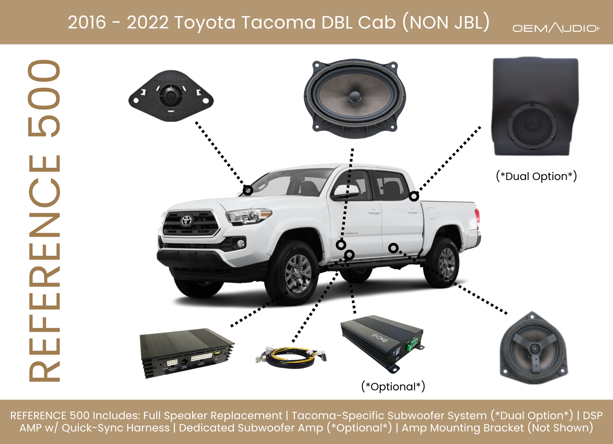 Audio OEM Complete Audio System for Tacoma Dbl Cab 2016-Present - Reference 500