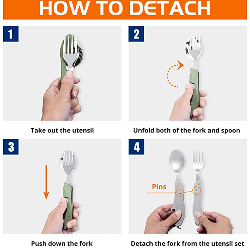 4-1 Camping Utensil - Fork, Spoon, Knife, Bottle Opener