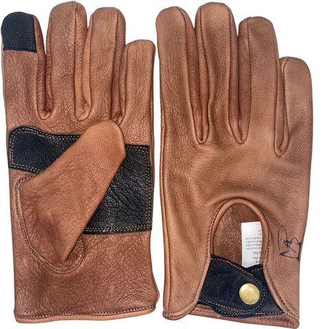 MBO DIPPED LEATHER DEER GLOVE: SIGNATURE DRIVER: BROWN/BLACK