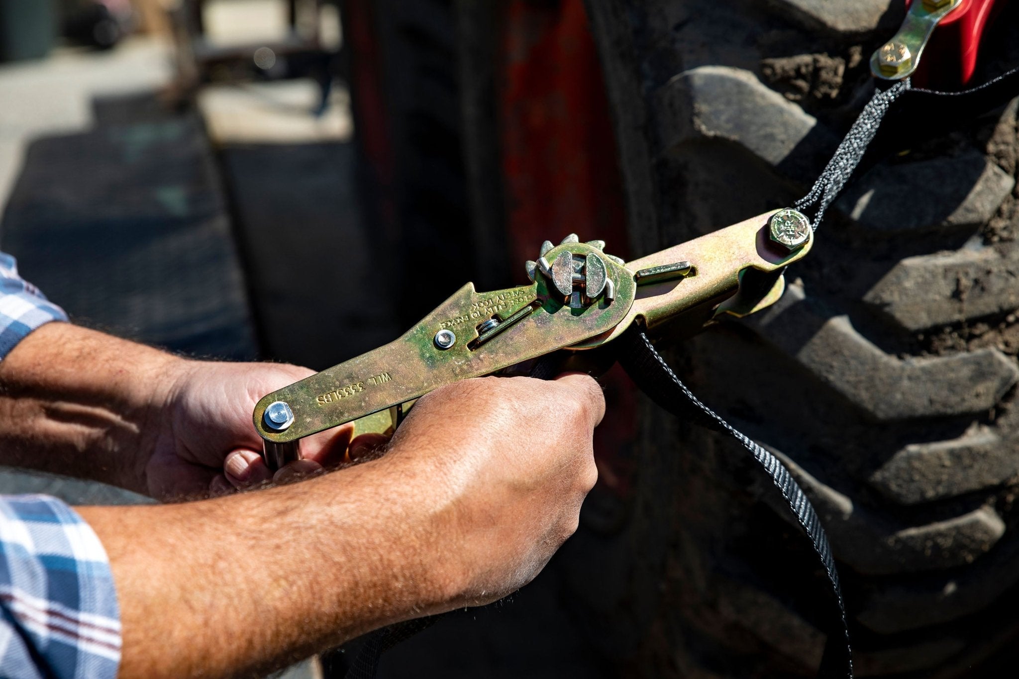 18ft x 2in SHOCKSTRAP®  Ratchet Strap w Snap Hooks, Premium Made in USA Polyester Webbing, 10,000lb Breaking Strength, 3,333lb WLL, Commercial Grade