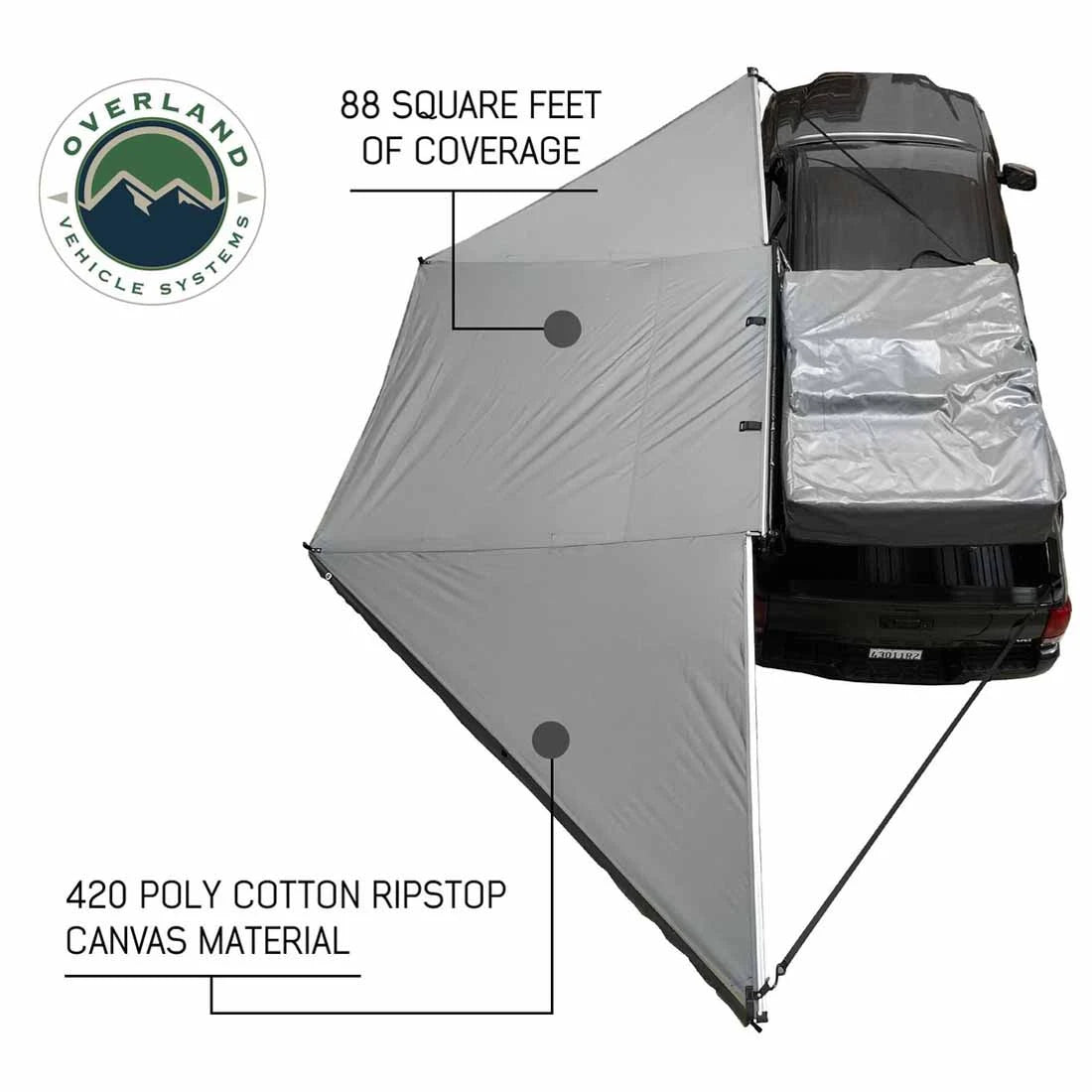 OVS HD Nomadic 180 Degree Awning with Bracket Kit - Dark Grey with Black Travel Cover