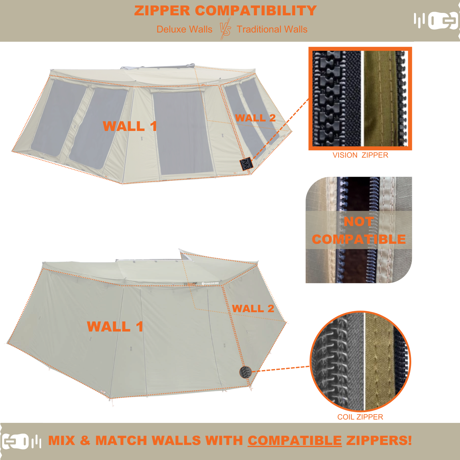 23Zero Peregrine 270° Deluxe Awning Walls – Ultimate Weather Protection (Fits 5 Arm Awnings)