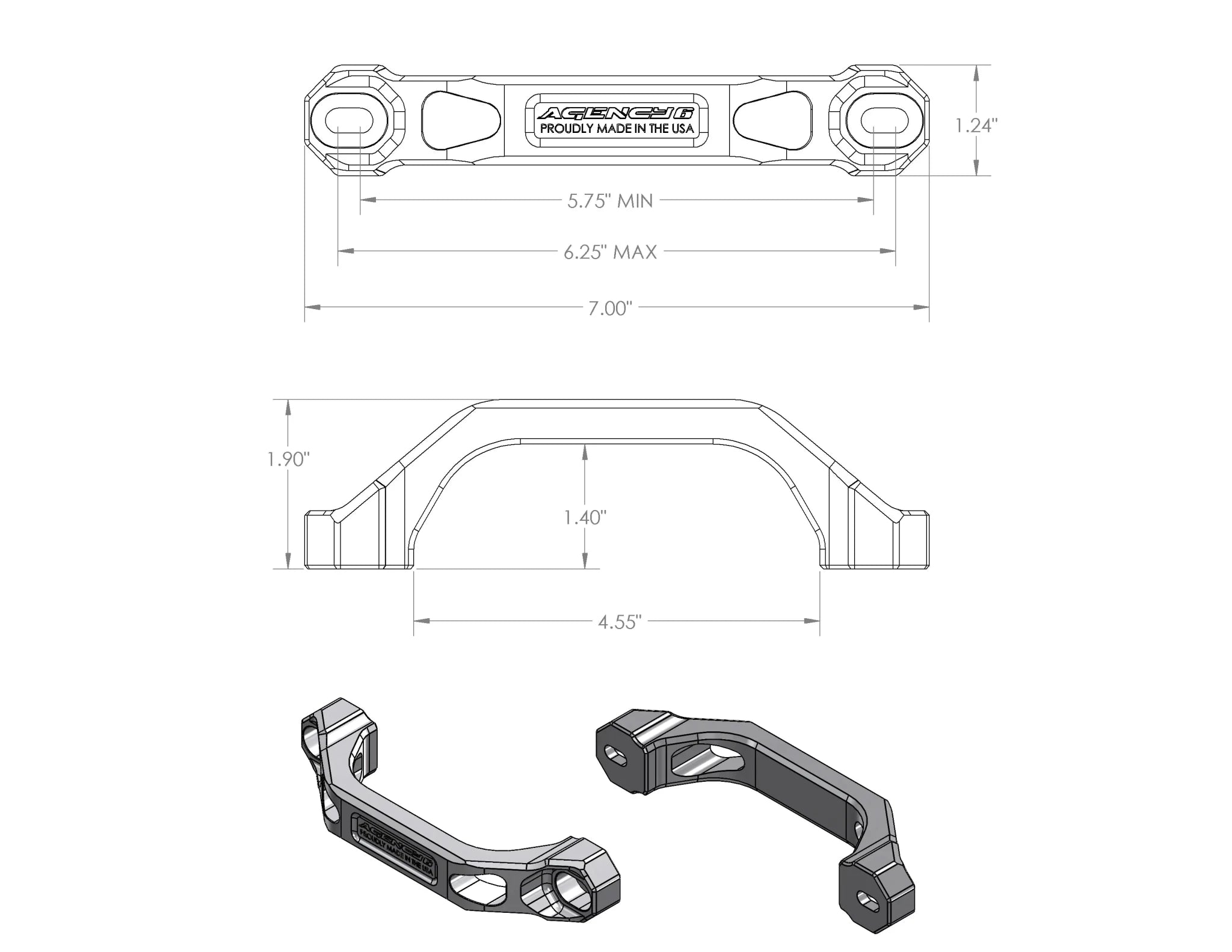 Agency 6 Billet Grab Handles 6" - Pair - Spirit of 1876 - Agency6.com