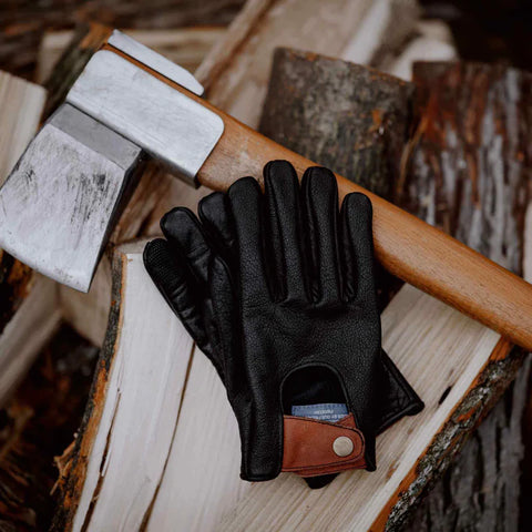 MBO BUFFALO LEATHER GLOVES - PITCH BLACK