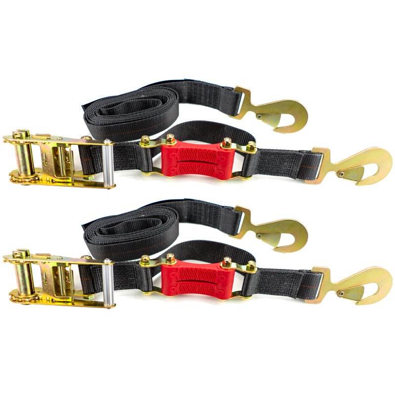 9ft x 2in SHOCKSTRAP® Ratchet Strap w Snap Hooks, Premium Made In USA Polyester Webbing, 10,000lb Breaking Strength, 3,333lb Working Load Limit, Commercial Grade