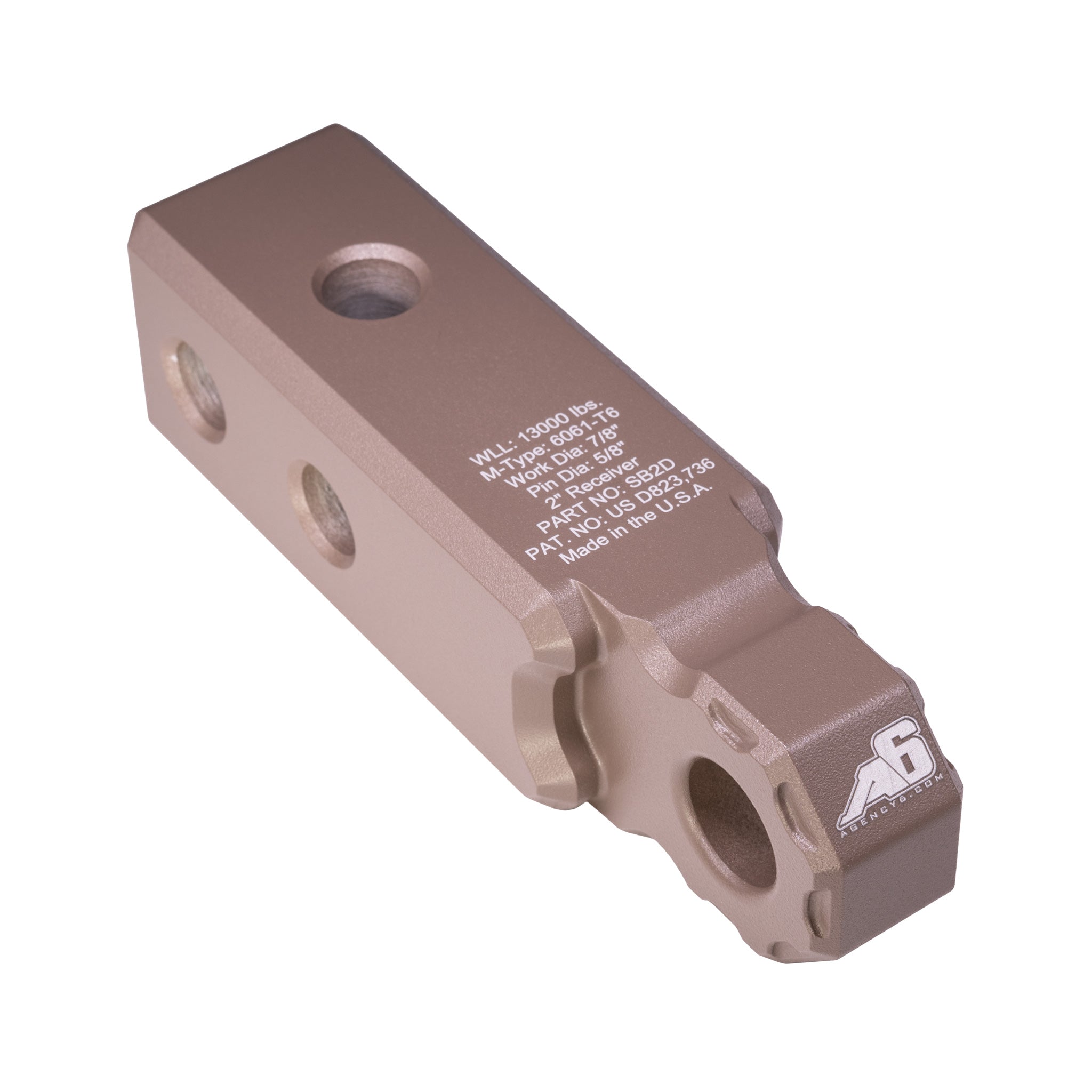 Agency 6 Recovery Hitch Shackle Block - 2" Receiver - Spirit of 1876 - Agency6.com