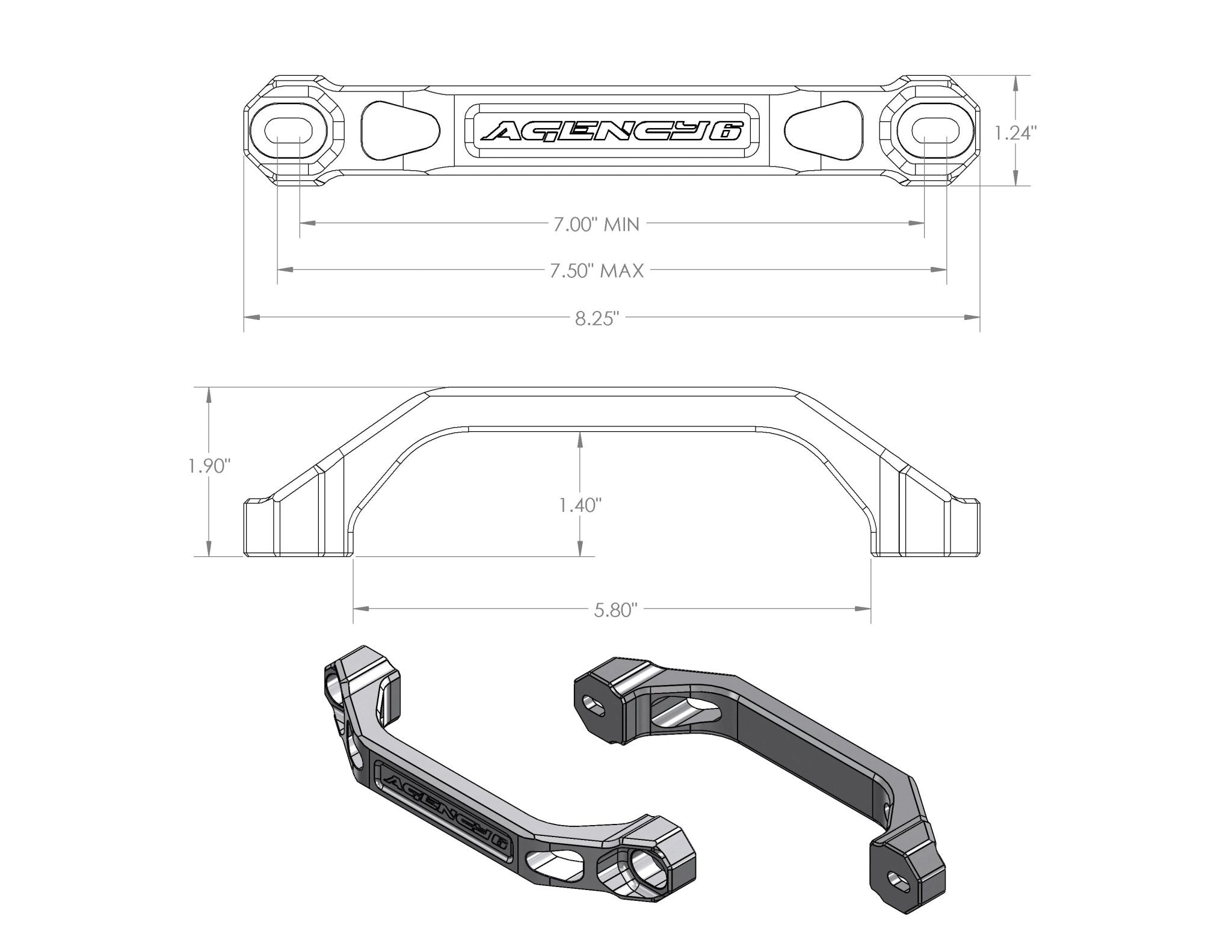 Agency 6 Billet Grab Handles - Pair - Spirit of 1876 - Agency6.com