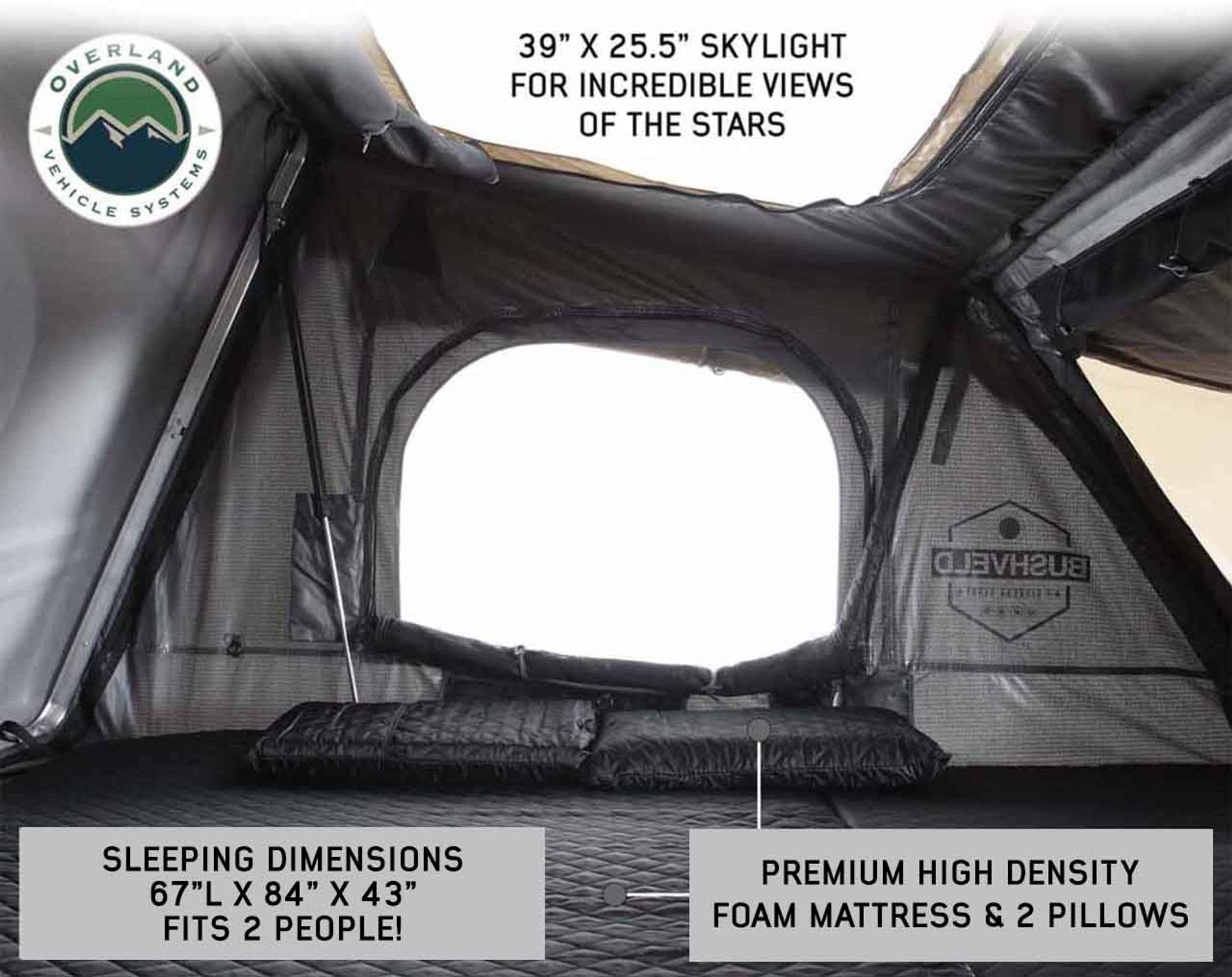 OVS HD Bushveld II Cantilever Hard Shell Roof Top Tent Grey Body & Tan Rainfly - Spirit of 1876OVS