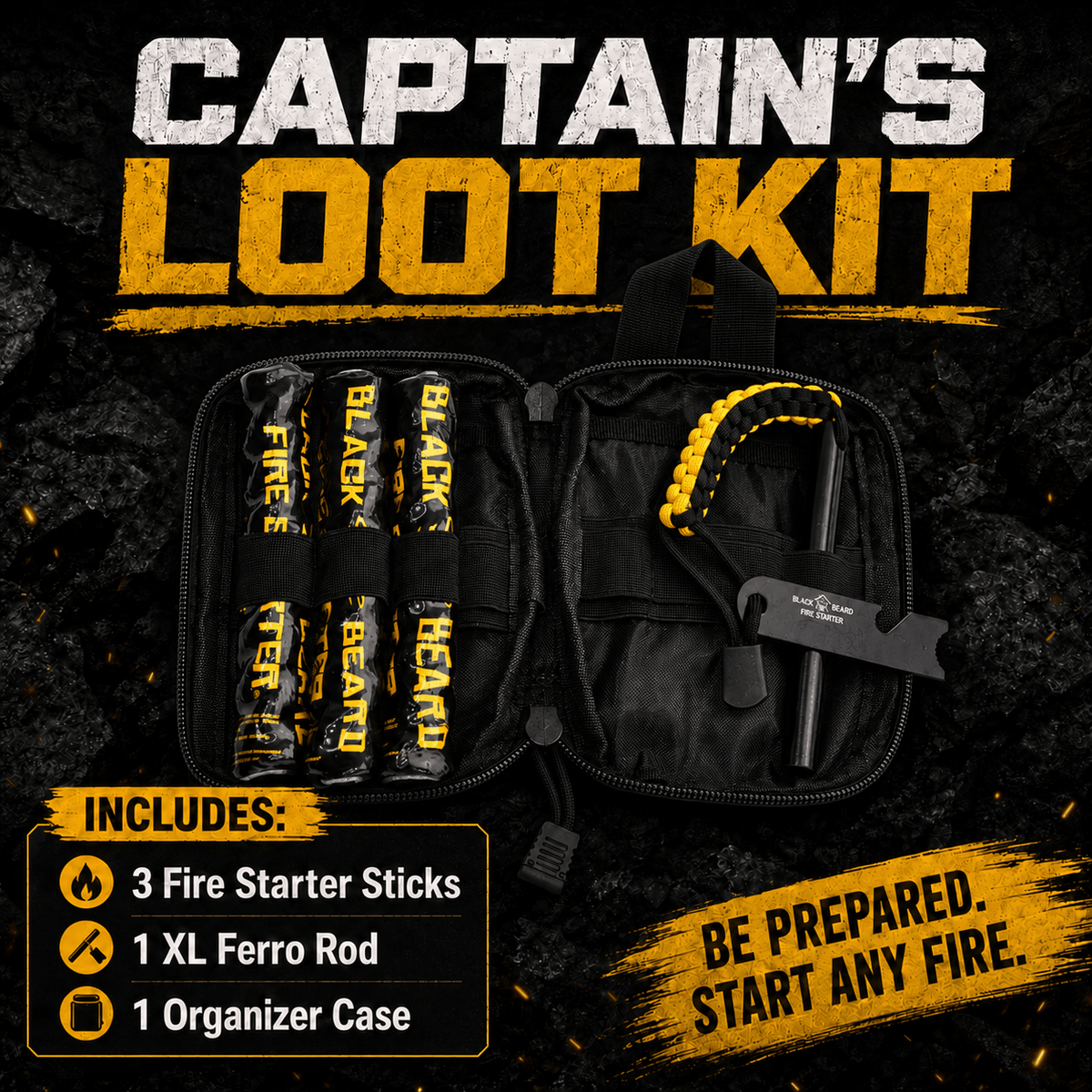 Captain’s Loot Kit | Fire Starter Kit - Spirit of 1876 - Black Beard Fire Starters